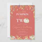 Little Pumpkin 2. Geburtstag Wasserfarbenfall Einladung (Vorderseite)
