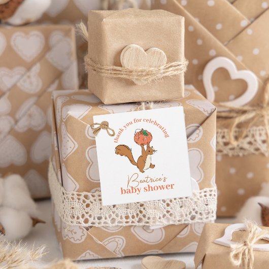Little Pumpkin and Eichhörnchen Baby Dusche Geschenkanhänger