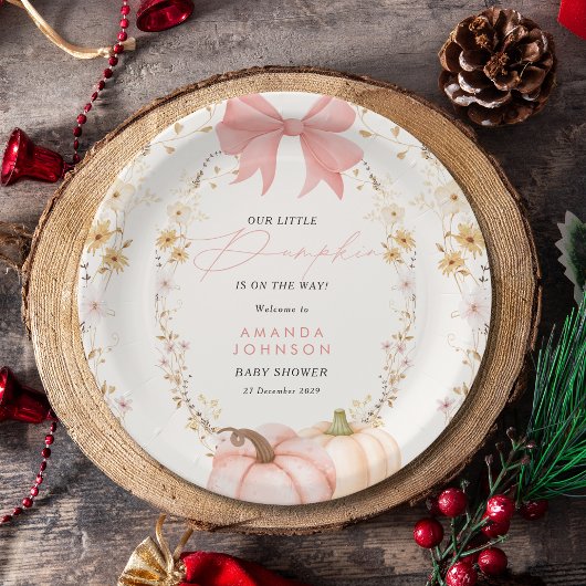 Little Pumpkin auf dem Weg Autumn Babydusche Pappteller