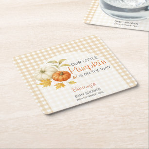 Little Pumpkin Autumn Baby Shower Rechteckiger Pappuntersetzer