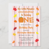 Little Pumpkin Autumn Blätter Geburtstag Einladung (Vorderseite)