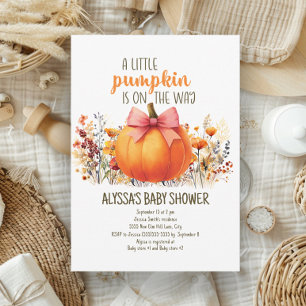 Little Pumpkin Autumn Blume Girl Baby Shower Einladung
