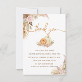 Little Pumpkin Autumn Boho Fall Floral Baby Shower Dankeskarte
