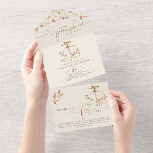 Little Pumpkin Autumn Books for Baby All In One Einladung (Abreißen)