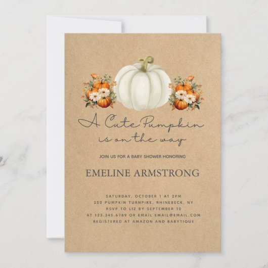 Little Pumpkin Autumn Country Fall Baby Shower Einladung (Vorderseite)