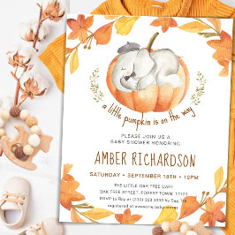 Little Pumpkin Autumn Elephant Boy Baby Shower Einladung