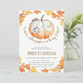Little Pumpkin Autumn Elephant Boy Baby Shower Einladung (Stehend Vorderseite)