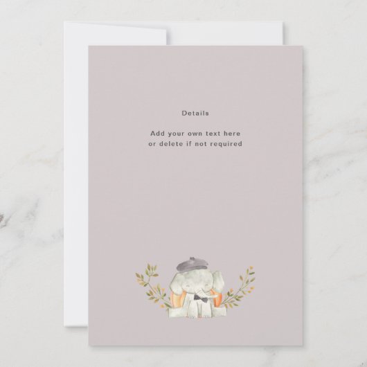 Little Pumpkin Autumn Elephant Boy Baby Shower Einladung (Rückseite)