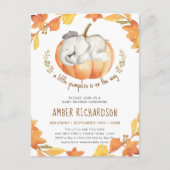 Little Pumpkin Autumn Elephant Boy Baby Shower Einladungspostkarte (Vorderseite)