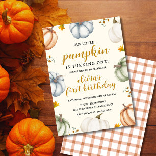 Little Pumpkin Autumn Erster Geburtstag Einladung