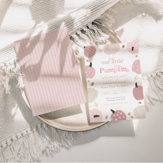 Little Pumpkin Autumn Erster Geburtstag Einladung
