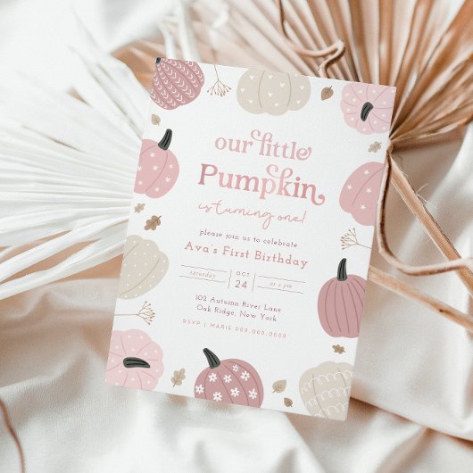 Little Pumpkin Autumn Erster Geburtstag Einladung
