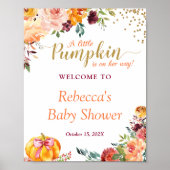 Little Pumpkin Autumn Floral Baby Dusche Zeichen Poster (Vorne)