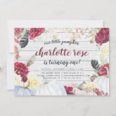 Little Pumpkin | Autumn Floral Birthday Party Einladung (Vorderseite)