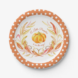 Little Pumpkin Autumn Herbst Baby Shower Punkt Pappteller