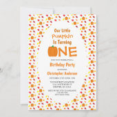 Little Pumpkin Autumn Leaves 1. Geburtstag Einladung (Vorderseite)
