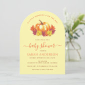 Little Pumpkin Autumn Leaves Fall Baby Shower Einladung (Stehend Vorderseite)