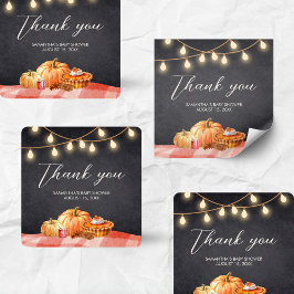 Little Pumpkin Autumn Picnic Baby Shower Quadratischer Aufkleber