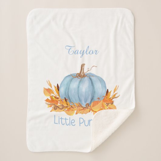 Little Pumpkin Baby Boy Blue Individuelle Name Sherpadecke (Vorderseite)