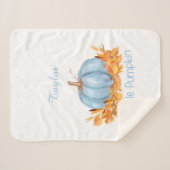 Little Pumpkin Baby Boy Blue Individuelle Name Sherpadecke (Vorderseite (Horizontal))