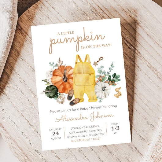 Little Pumpkin Baby Clothes Kinderdusche Einladung