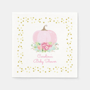 Little Pumpkin Baby Dusche Aquarell Pink Gold Serviette