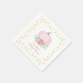 Little Pumpkin Baby Dusche Aquarell Pink Gold Serviette (Ecke)