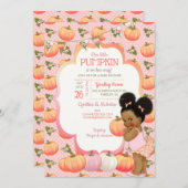 Little Pumpkin Baby Dusche Dark Tone Puffs Einladung (Vorne/Hinten)