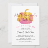 Little Pumpkin Baby Dusche Einfache Rustikale Rosa Einladung (Vorderseite)