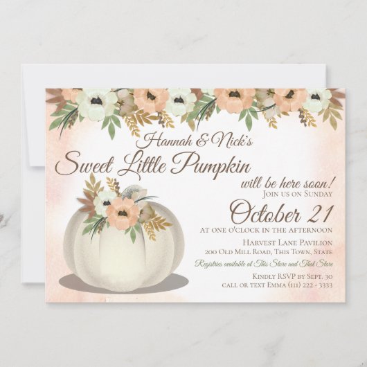 Little Pumpkin Baby Dusche Einladung (Vorderseite)