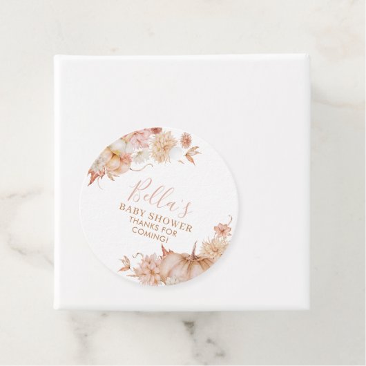 Little Pumpkin Baby Dusche Fall Pink Floral Gefall Geschenkanhänger (Beispiel)