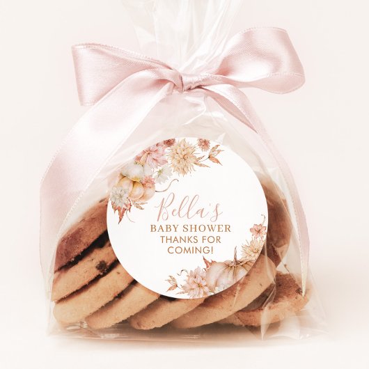 Little Pumpkin Baby Dusche Fall Pink Floral Gefall Runder Aufkleber