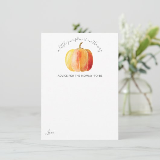 Little Pumpkin Baby Dusche Hinweiskarte (Stehend Vorderseite)