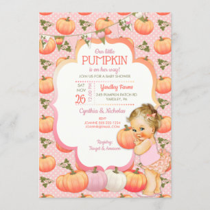 Little Pumpkin Baby Dusche Light Blonde Einladung