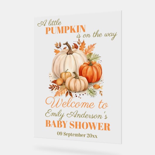 Little Pumpkin Baby Dusche Party Willkommen Acrylschild (Winkel)