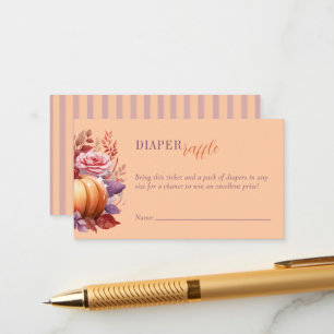 Little Pumpkin Baby Dusche Peach Diaper Raffle Begleitkarte