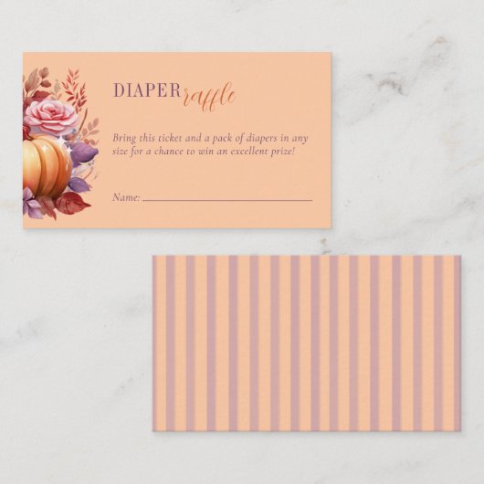 Little Pumpkin Baby Dusche Peach Diaper Raffle Begleitkarte (Vorne/Hinten)