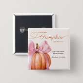 Little Pumpkin Baby Dusche - Pink Bow Fall Button (Vorne & Hinten)