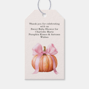 Little Pumpkin Baby Dusche - Pink Bow Fall Geschenkanhänger