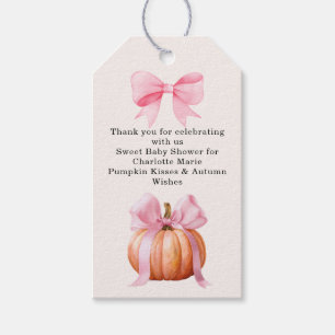 Little Pumpkin Baby Dusche - Pink Bow Fall Geschenkanhänger
