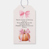 Little Pumpkin Baby Dusche - Pink Bow Fall Geschenkanhänger (Rückseite)