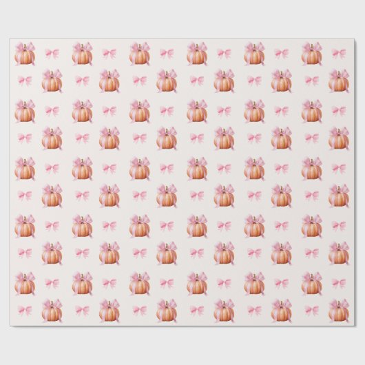 Little Pumpkin Baby Dusche - Pink Bow Fall Geschenkpapier (Flach)