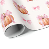 Little Pumpkin Baby Dusche - Pink Bow Fall Geschenkpapier (Rolleneckpunkt)