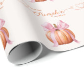 Little Pumpkin Baby Dusche - Pink Bow Fall Geschenkpapier (Rolleneckpunkt)