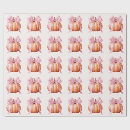 Little Pumpkin Baby Dusche - Pink Bow Fall Geschenkpapier (Flach)