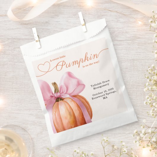 Little Pumpkin Baby Dusche - Pink Bow Fall Geschenktütchen (Ausgeschnitten)