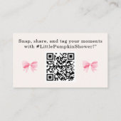 Little Pumpkin Baby Dusche - Pink Bow Fall Platzkarte (Rückseite)