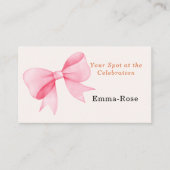 Little Pumpkin Baby Dusche - Pink Bow Fall Platzkarte (Vorderseite)