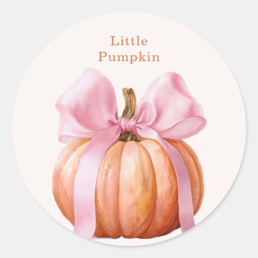 Little Pumpkin Baby Dusche - Pink Bow Fall Runder Aufkleber (Vorderseite)