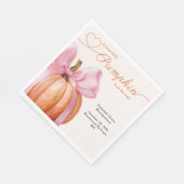 Little Pumpkin Baby Dusche - Pink Bow Fall Serviette (Ecke)